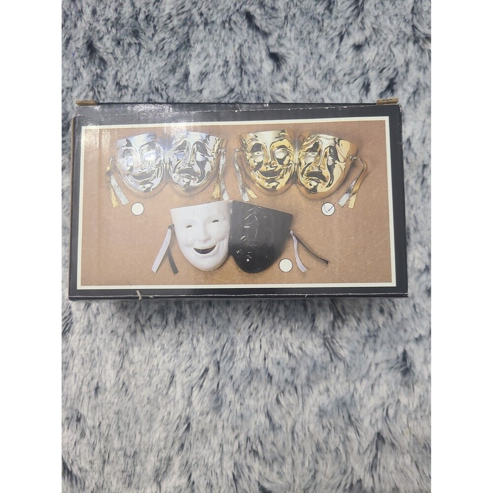 Vintage Gold Plated Comedy & Tragedy Theater Wall Mask, Double Mask Decor